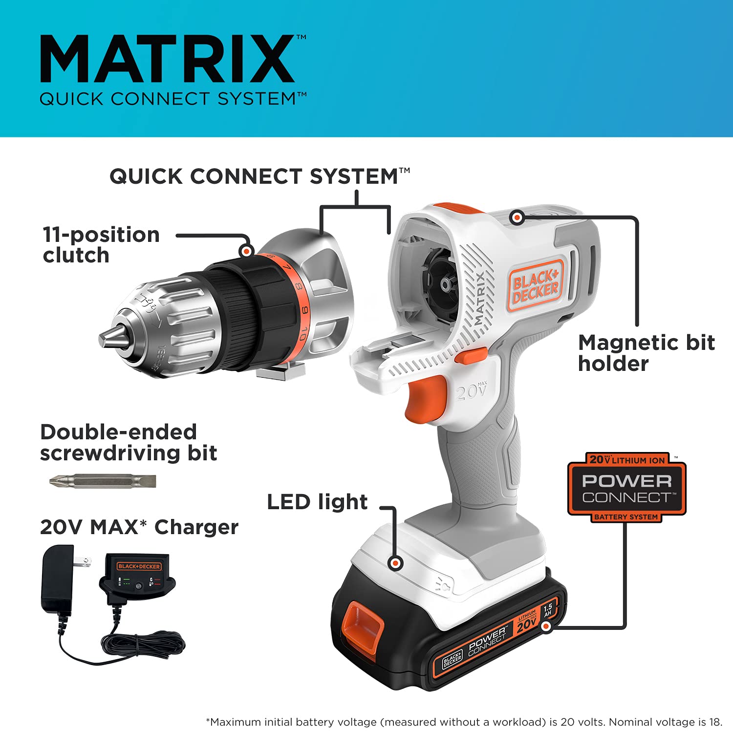 Amazon | BLACK+DECKER 20V MAX Matrix Cordless Drill/Driver